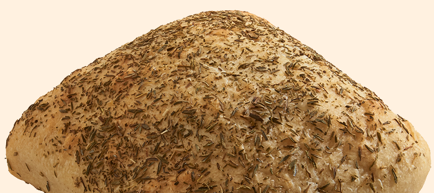 par baked bread loaf Focaccia rolls - par baked bread loaf, topped with herbs