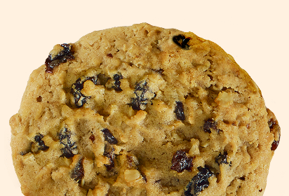 chocolate chunk cookie Close-up of a chocolate chunk cookie with raisins