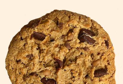 delicious peanut butter chocolate chip cookie Close-up of a delicious peanut butter chocolate chip cookie, frozen cookie dough